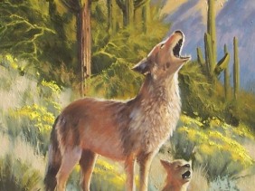 Coyote Chorus 30" x 18" oil painting by Tom Haas