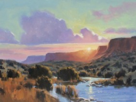 landscape Sunset on the Rio 30" x 40" oil painting by Tom Haas