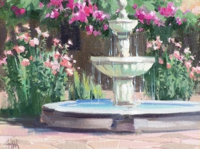 Fountain 16" x 20" plein air oil painting by Tom Haas
