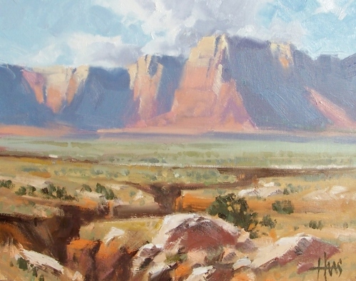 Across Marble Canyon - Vermillion Cliffs, Arizona 11" x 14" oil painting by Tom Haas