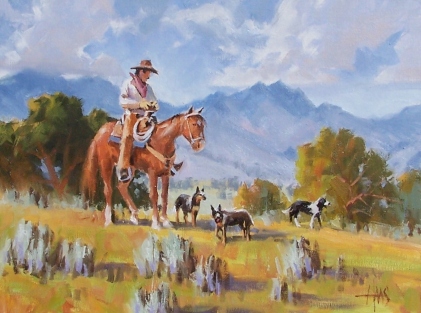 Sagebush Scouts - Southern Arizona 12" x 16" oil painting by Tom Haas